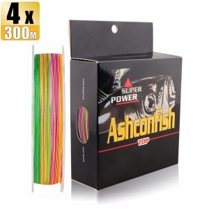 Ashconfish 4 Strands 300M Braided Fishing Line PE Line Multicolor Camouflage Blue/Green Camo Line 2-80LB