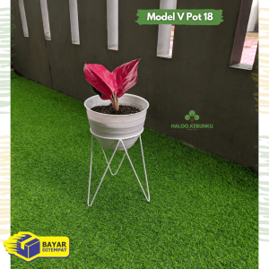 Standing Pot Rak Minimalis Termurah Model V Besi kuat tinggi 30cm diameter 18cm
