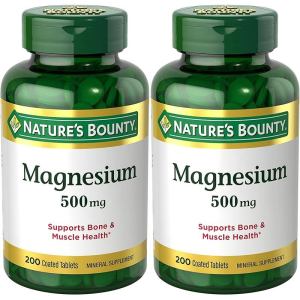 (bvb357)Natures Bounty Magnesium 500 mg Tablets High Potency Magnesium Supplement for Bone & Muscle Health Whole Body Support 200 Count (Pack of 1)