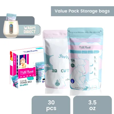 Milk Planet Double ZipLock Breastmilk Storage Bags 3.5oz/5oz/7oz/10oz/12oz Plastic Simpan Susu Badan Susu Ibun Breast Milk Storage Bag Thermal Sensor