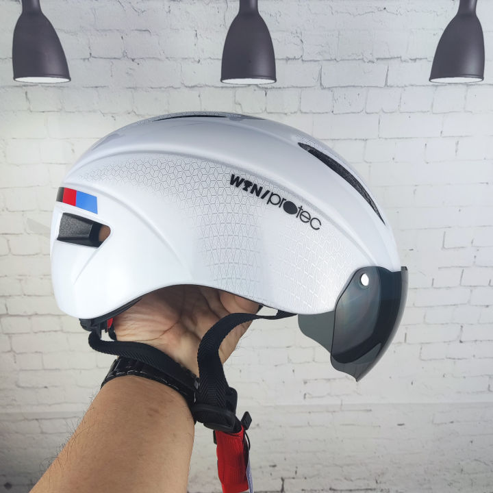 [CHĨNH HÃNG PROTEC] Mũ bảo hiểm xe đạp Win 001 có kính - Có Đèn | Lazada.vn