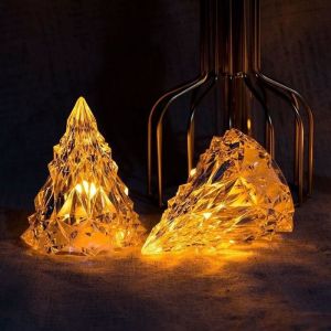 6*7.5cm Christmas Tree Crystal Night Light Multicolor Led Table Lamp for Bar Coffee Party Room Decoration