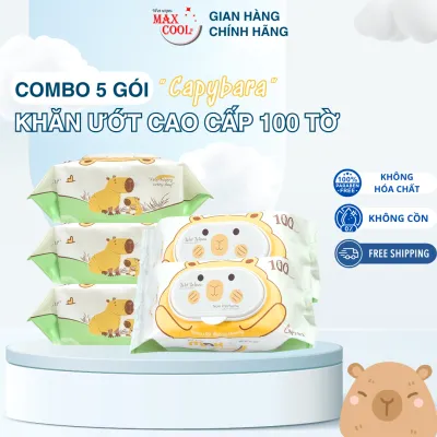 Thùng 10 gói khăn ướt Max Clean 100 tờ không hương màu ngẫu nhiên