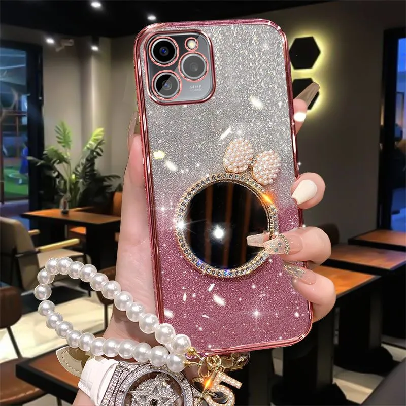 For Xiaomi Redmi 14C 4G Pearls Wrist Strap Case with Bowknot