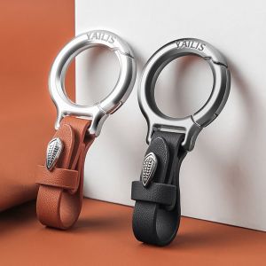 CRNGW Simple Waist Hanging Keychain PU Leather Classic Keys Organizer Bag Pendant Luxury Car Key Holder Business