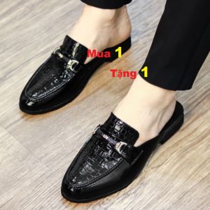 Giày Sục Nam da bóng dập vân Ô Vuông độc lạGiày Sục Nam phong cách thời trang đẹp