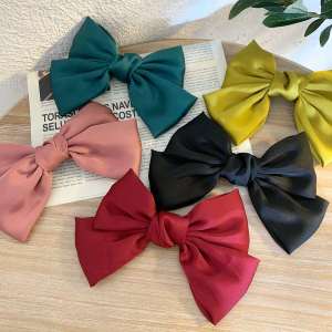 Big Bow Ribbon Bowknot Hair Clip Satin Fashion Elegant Retro Sweet Ponytail Accessory Gift