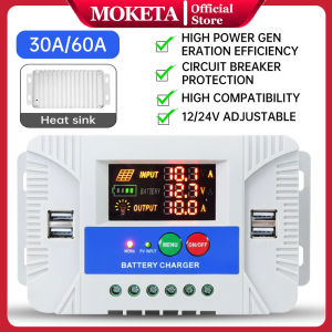 Moketa Bill 60A/30A Solar Charge Controller 12V/24V LCD Display and fourUSB Ports
