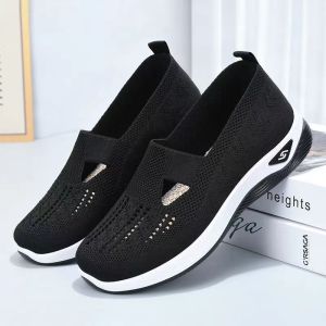 Fashion Slip On Casual Rubber Shoes For Women Korean Comfortable Mesh Shoes Low Cut Soft Sneakers