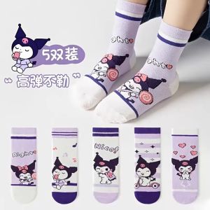 Stokin Kanak-Kanak Kids Kuromi Socks Crew Cotton Soft Mid-Calf Socks Fun Comfortable Breathable