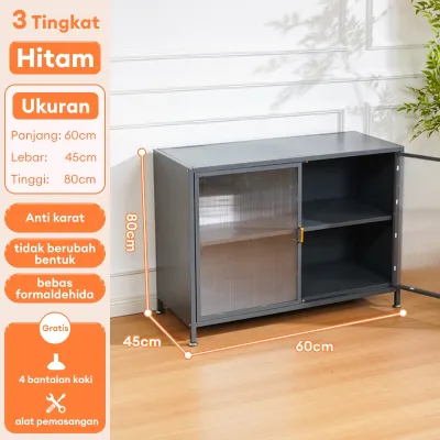 Lemari Dapur Besi Serbaguna 60 80 100 120cm Lebar Kapasitas Besar Tahan 200kg Minimalis