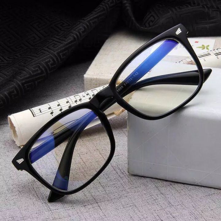 [BISA COD] Kacamata Wanita Pria Frame Ringan Sunglasses Anti Radiasi Lensa  Transparan Y222 Black Lazada Indonesia