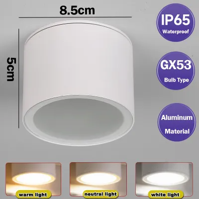 Outdoor Waterproof IP65 LED Downlight 3 Colors GX53 Spotlight Aluminum Ceiling Light Pin Lamp For Indoor Living Room Eaves
