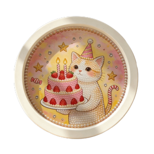 GJURD Cat Dog Pearl Painting Hand-Pasted Flower Self-Adhesive Paintings Leisure Activity Round Shape Decorative Painting Bedroom Decorative