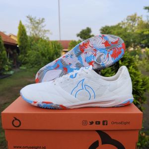 PROMO TERLARIS!!sepatu Futsal OrtusEight Jogosala V2 Putih Biru Sudah Di Jahit 39-43