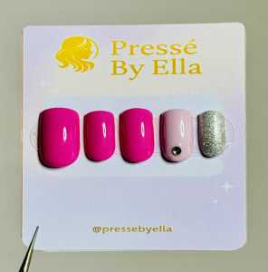 Press-On Nails Set – Handmade Reusable Trendy Designs | Square Shapes | Glitter Solid & Mixed Colors | Easy to Apply Fake Nails for Women