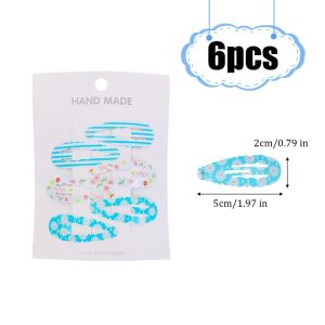6Pcs Dopamine Hair Clip Set Kids Woman Girl Cute Water Drop Wavy Bangs Clip Delicate Sided Candy Color Hairpins Floral BB Clip Headdress