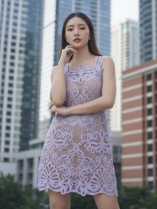 MG144L-0824 : มินิเดรสสีม่วง Liac Lace Dress