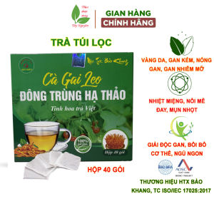 Hộp 40 gói trà cà gai leo đông trùng hạ thảo Bảo Khang thanh nhiệt mát gan giải độc gan