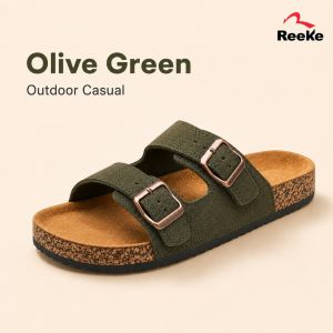 Sandals for Men Women Cork Sandals Slippers for Men Soft Footbed Non Slip Slippers Double Buckle