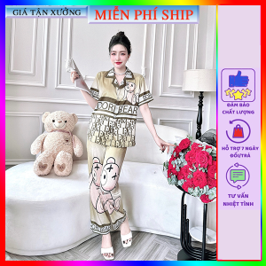 Đồ bộ pijama nữsize 40kg đến 75kg lụa xước ánh kim bộ đồ ngủ nữ 5CE hàng may kĩFREESIZE VÀ BIGSIZESIZE ĐẠI