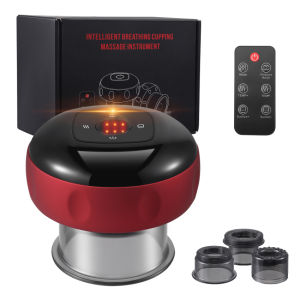 5 In 1 Electric Cupping Set Gua Sha Cupping Set With Remote Control 12 Levels Adjustable Temperature Vacuum Cupping Massager With Red Light Suitable For Body 3 Cups To Relieve Muscle Pain (Red)
