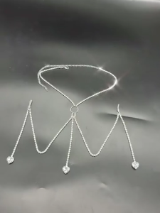 Fashionable Contemporary Bra Chain Silver/Gold M Figure Waterdrop Heart Body Decoration Party Wear Underwear Accessory