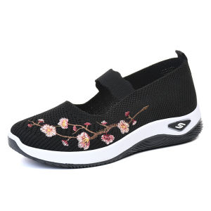 Free Shipping Spring And Autumn WomenS Shoes Breathable And Comfortable Embroidered Soft-Soled Walking Shoes For Middle-Aged And Elderly Women