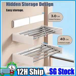 Balcony Folding Clothes Hanger Stainless Steel Drying Rack Household Wall Mounted Invisible Drying Device Indoor