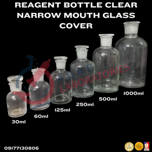REAGENT BOTTLE CLEAR NARROW MOUTH GLASS COVER