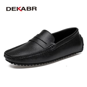 DEKABR Loafers Shoes Men Fashion Shoes New Spring Comfy Mens Flats Moccasins Classic Original Leather Men Casual Shoes