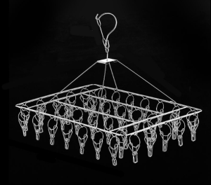 SUS304 Stainless Steel Clothes Hanger with 40 clips for drying various clothes including socks  baby clothes  bras  towels  underwear hats scarves