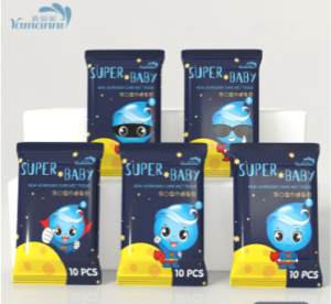 【1-3 Days Delivery】1 pcs  Mini Pocket Disney Strawberry Bear Cleansing Wipes New born baby care wet tissue 10 pulls cartoon pack cleaning wipes