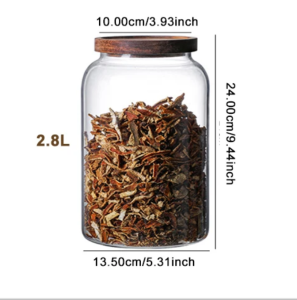Large Capacity Glass Sealed Jar Wooden Lid Coffee Bean Storage Tank Creative Food Grain Container Multi-Purpose Storage
