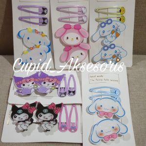 (PER SET) JEPITAN RAMBUT/JEPIT PONI ANAK&DEWASA/AKSESORIS RAMBUT SANRIO AKRILIK + TIP TOP JEPIT BUAYA