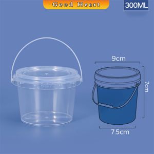 J.D. ถังน้ำแข็งพลาสติก 300ml 500ml 1000ml กระปุกเก็บอาหารมีฝาโปร่งใส Clear Plastic Bucket