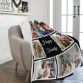 HUGLAZY Custom Blanket with Photos Text Personalized Picture Throw Blankets for Couple Birthday Fathers Mothers Valentines Day Gift. 