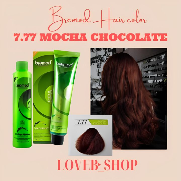 7.77 MOCHA CHOCOLATE BREMOD HAIR COLOR SET WITH OXIDIZER CREAM