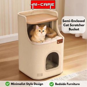 Minimalist Style Cat Tree Bed Scratcher Bucket Sleeping Nest Cat Climbing Frame Bedside Furniture