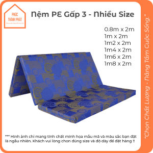 Nệm Gấp 3 Chất Liệu PE Dày 3 5 10 Phân Gọn Nhẹ Tiện Dụng Nệm Sinh Viên Giá Rẻ - 1M 1M2 1M4 1M6 1M8 2M