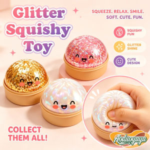 Aoduoyaya New Glitter Dumpling Squishy Toy Steamed Bun Squishy Toy Soft Stress Relief Squeeze Toy Non-Sticky