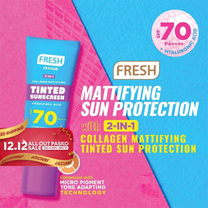 Fresh Skinlab 2 in 1 Collagen Mattifying Tinted Sunscreen SPF 70 40mL ...