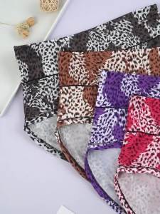 5ชิ้นล็อตผู้หญิงกางเกงจีสตริง T Hongs เซ็กซี่เสือดาวพิมพ์กางเกงเอวสูงหญิงนุ่มระบายอากาศชุดชั้นในชุดชั้นในกางเกง