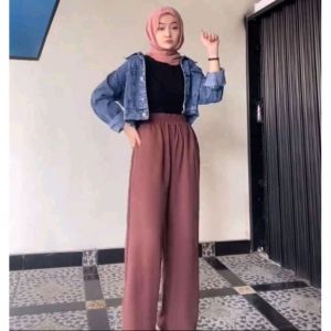Celana wanita kulot crinkle / celana kulot crinkle highwaish wanita / celana wanita murah ( muat BB 40-75kg )