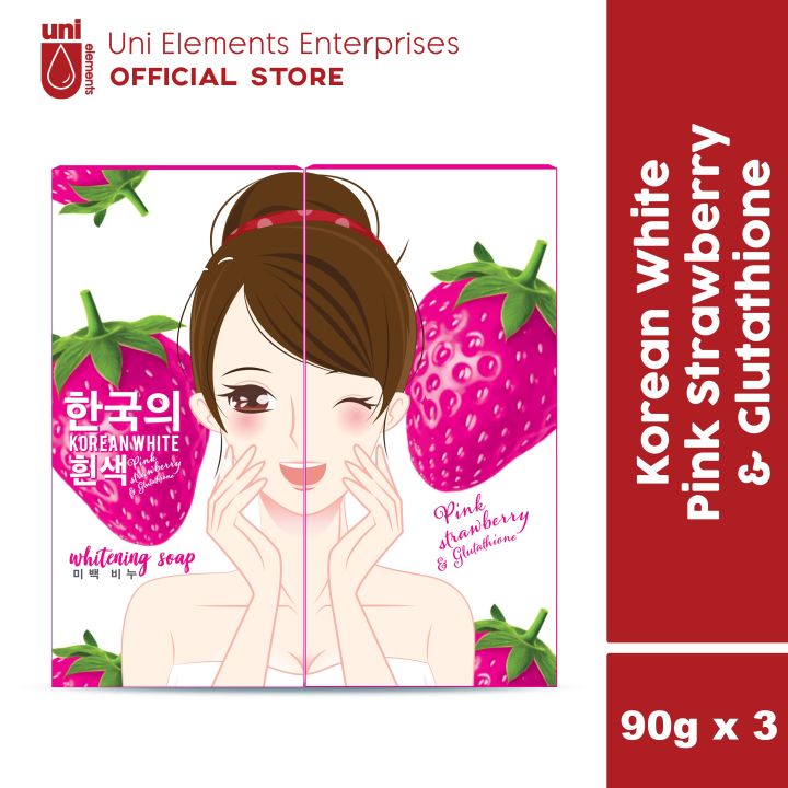 Korean White Pink Strawberry & Glutathione 90g x3