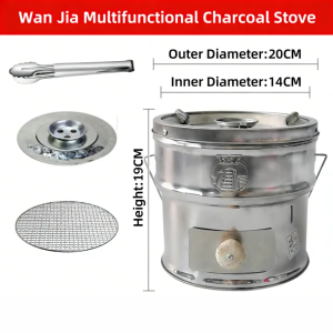 Portable Charcoal Stove With Grill Set Stainless Steel Charcoal Stove kalan de uling Home Cooking Stove Outdoor Camping Stove BBQ Grill Multifunctional Heavy Duty Picnic Stove| Ships Today