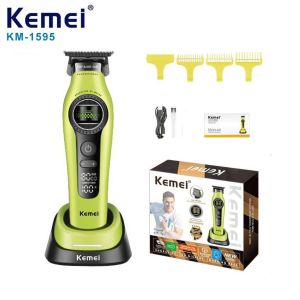 Kemei KM-1593 KM-1595 Electric Hair Clipper Set External Rotor Brushless Motor Hair Clipper with Base Professional Hair Salon Clipper