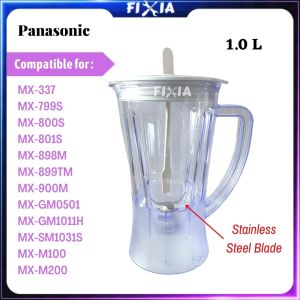 High Grade Panasonic MX-337 MX-799S MX-800S MX-801S MX-898M MX-899TM MX-900M Blender Jug Jar 1litre 1 Litre Replacement Safety Lock Panablender With Cover & Scaper Spoon FIXIA