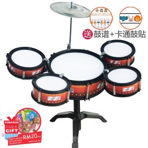 Pretend Play Jazz Drum Set Musical Educational Band Toys For Kids Boy and Girl Early Learning Music Instrument Playset