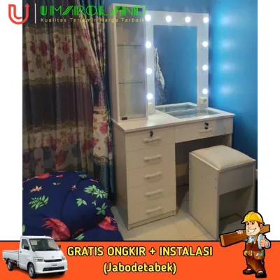 Meja rias lampu LED | rak make up | Tolet minimalis terbaik